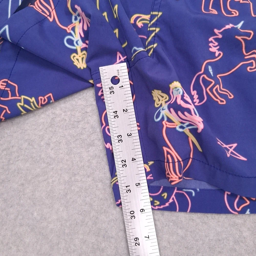 Chubbies Swim Trunks Mens Medium Blue Neon Lights Mythical Creatures Print Short